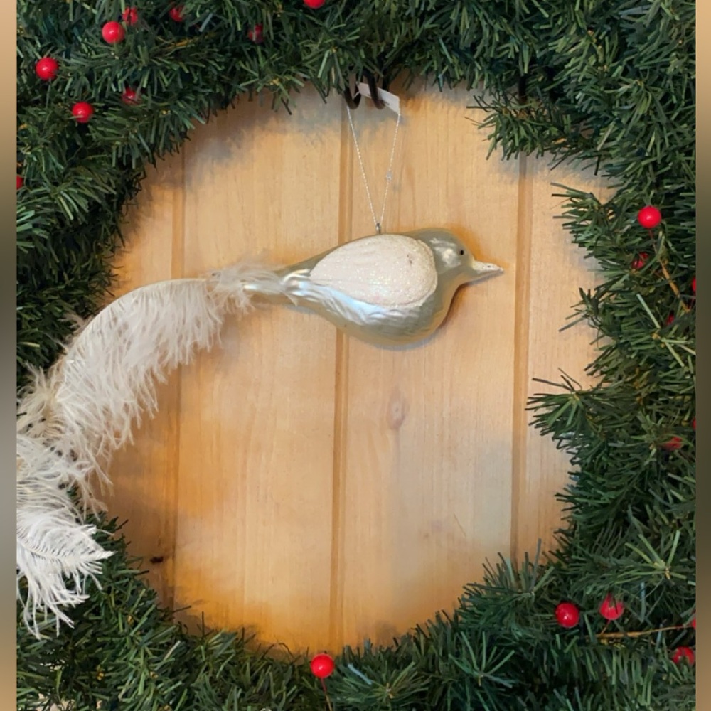 White Sparkle Bird Ornament